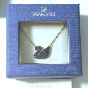 Swarovski Black Swan Crystal Necklace in Rose Gold